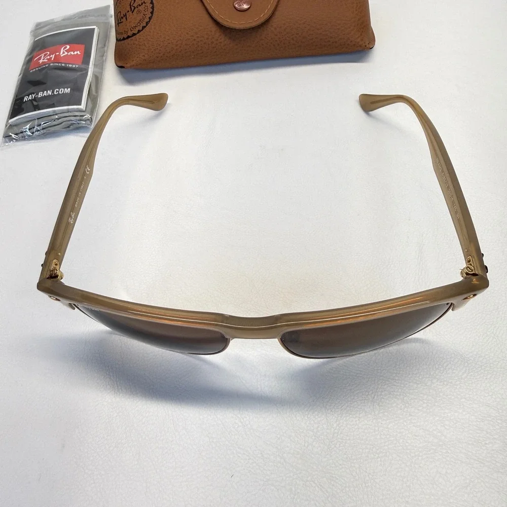 Ray-Ban RB4342 6166/13 Transparent Tan Brown Gradient Square Sunglasses Italy